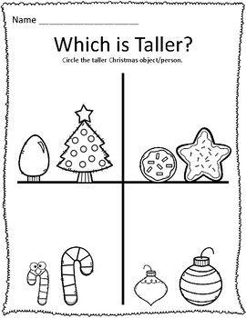 Tall & Short Christmas Measurement Worksheets by AddingToTheFun | TpT