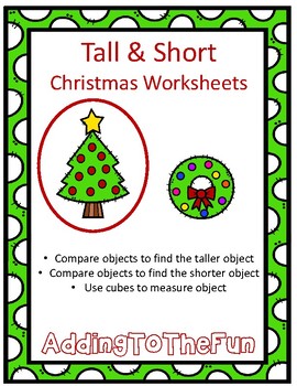 Preview of Tall & Short Christmas Measurement Worksheets