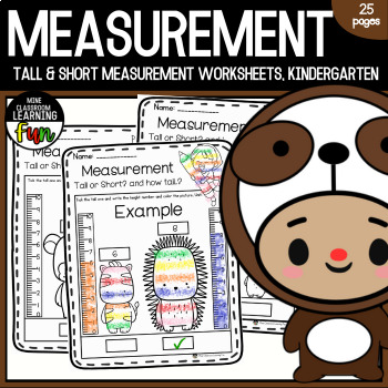 Preview of Tall & Short and How tall, Measurement Worksheets, kindergarten