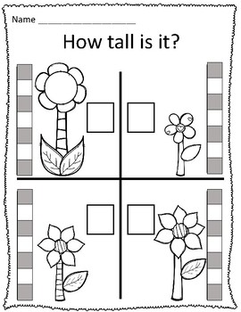 Tall & Short Spring Flower Measurement Worksheets by AddingToTheFun