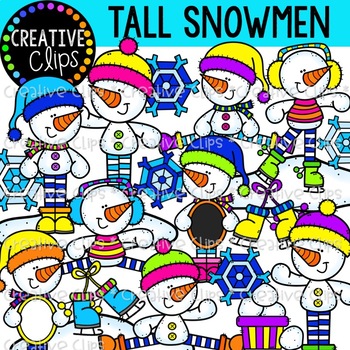 Tall Snowmen Clipart {Winter Clipart} by Krista Wallden - Creative Clips