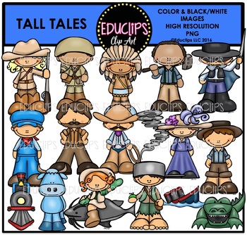 Preview of Tall Tales Clip Art Bundle {Educlips Clipart}