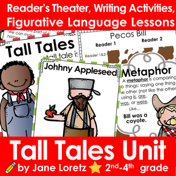 Preview of Tall Tales - Reader's Theater, Activities and Figurative Language Lessons