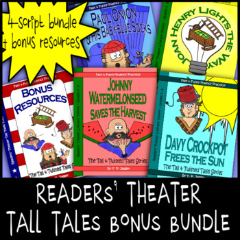 Preview of Tall Tales Readers Theater-Davy Crockett-Johnny Appleseed-John Henry-Paul Bunyan