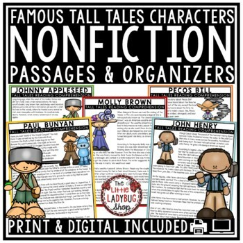Preview of Tall Tales Nonfiction Reading Comprehension Passages and Questions 3rd 4th Grade
