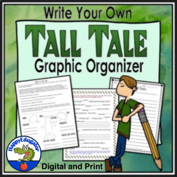 Preview of Tall Tales Story Pattern Graphic Organizer Printable and Digital Easel Activity