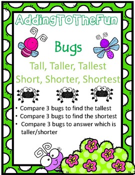 Preview of Tall, Taller, Tallest & Short, Shorter, Shortest ~ Bug Measurement Worksheets