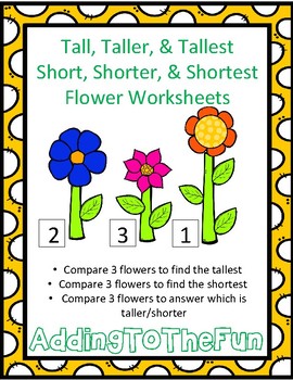 Preview of Tall, Taller, Tallest & Short, Shorter, Shortest ~ Flower Measurement Worksheets