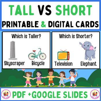 Preview of Tall VS Short. Print & Digital Basic Concept task cards + google Slides
