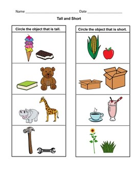 Tall and Short interactive worksheet for Pre-Kinder