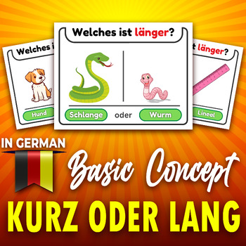 Preview of Tall or Short? in German "Basic Concepts". Printable Task Cards & worksheets
