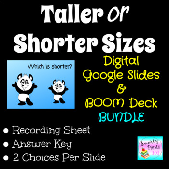 Preview of Taller or Shorter Digital BOOM Cards and Google Slides™ Bundle