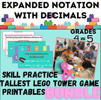 Preview of Practice, Lego Game, & Handout--Expanded Notation with Decimals BUNDLE