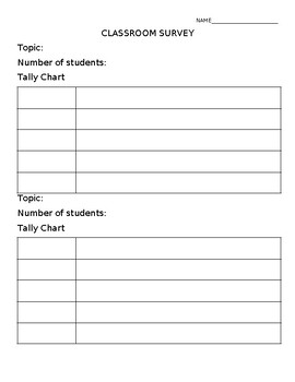 Tally Chart- Class Survey By Sparkle And Shine In Second 