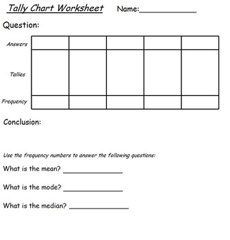 Preview of Tally Chart Survey Sheet