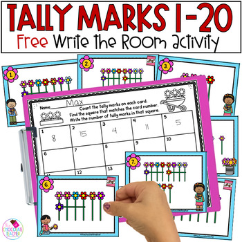 Preview of Tally Marks - Numbers 1-20 - Math Write the Room - Free