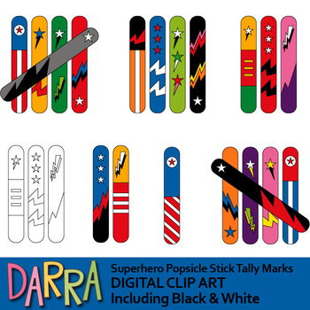 Preview of Tally Marks Clip Art (Superhero popsicle stick tally mark clipart)