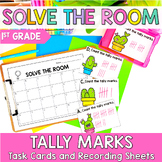 Tally Marks First Grade Math Task Cards | Solve the Room M