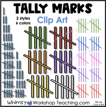 Preview of Math Clip Art Tally Marks to Ten | Images Color Black White