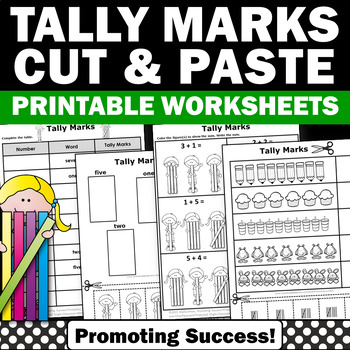 tally marks worksheets kindergarten 1st grade math review cut and paste