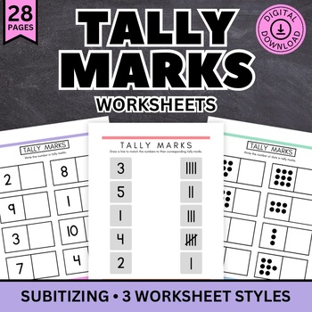 Preview of Tally Marks Worksheets, Subitizing