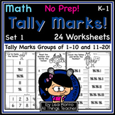 Math | TALLY MARKS (1-10 and 11-20) | NO PREP Worksheets K