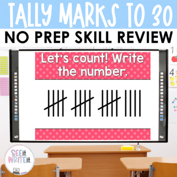 Preview of Tally Marks to 30 Math Center Powerpoint