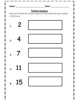 Preview of Tallying Worksheet
