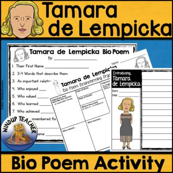 Preview of Tamara de Lempicka Biography Poem Activity and Writing Paper