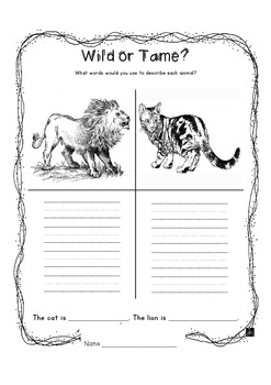 Tame & Wild Animals by Just Jan | Teachers Pay Teachers