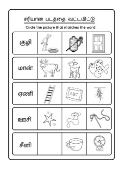 Tamil Kindergarten Printable Worksheet | Circle the correct picture