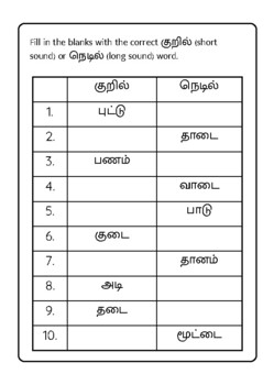 what is the tamil word for homework