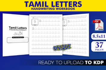 Preview of Tamil Letters Handwriting Workbook | KDP Interior Template Ready to Upload
