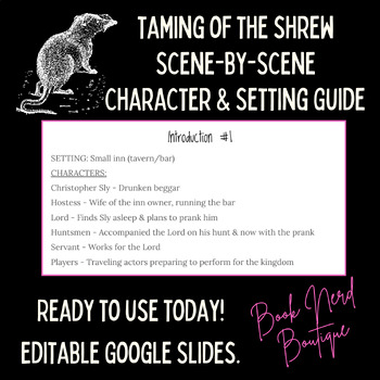 Preview of Taming of the Shrew Act by Act Character & Setting Guide