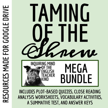 Preview of Taming of the Shrew Quiz, Close Reading, and Test Bundle for Google Drive