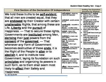 Preview of Close Reading Lesson Plan: Declaration of Independence