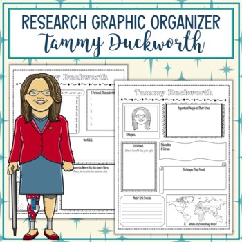 Preview of Tammy Duckworth Biography Research Graphic Organizer