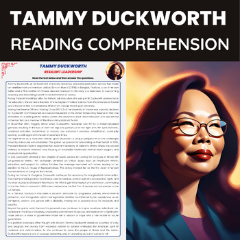 Preview of Tammy Duckworth Reading Passage for AAPI Heritage Month US Senator War Veteran