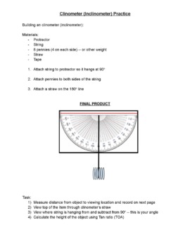 Preview of Tan Ratio Practice using an Clinometer (inclinometer)