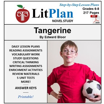 Preview of Tangerine LitPlan Novel Study Unit, Activities, Questions, Tests