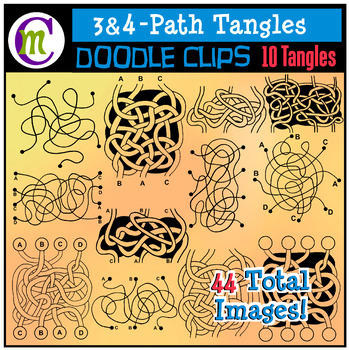 Preview of 3 and 4 Path Tangle Maze Clip Art | Spaghetti Pathway Maze Clipart