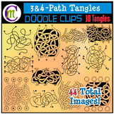 3 and 4 Path Tangle Maze Clip Art | Spaghetti Pathway Maze