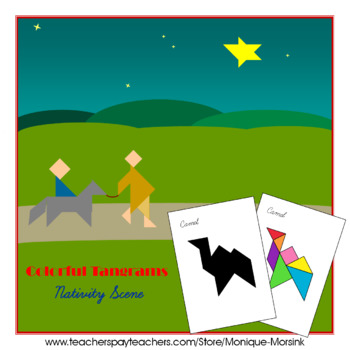 Preview of Tangram - 20 Christmas / Nativity Scene Puzzles - Puzzle Cards and Pieces