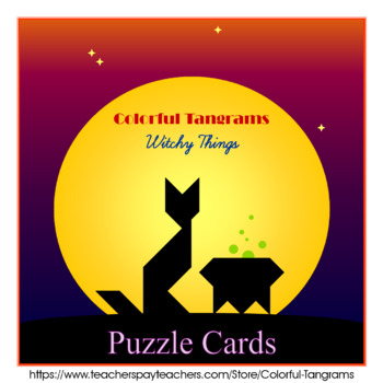 Preview of Tangram - Halloween 'Witchy Things' Puzzles - 80 Puzzle Cards