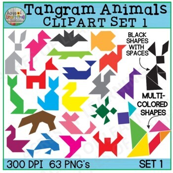 Tangram Animals Clipart | Geometric Shapes by Acres of Learning | TPT