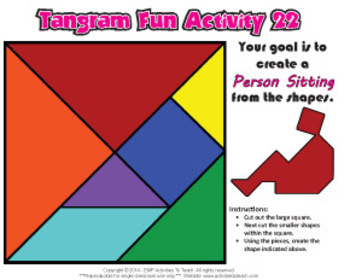 Tangram Sitting Cat Shape and Solution