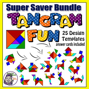 Preview of Tangram Printables: Tangram Puzzle Bundle - 25 Logic Puzzles