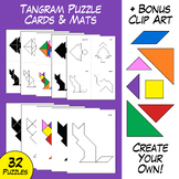 Tangram Puzzle Task Cards, Mats, and Clip Art