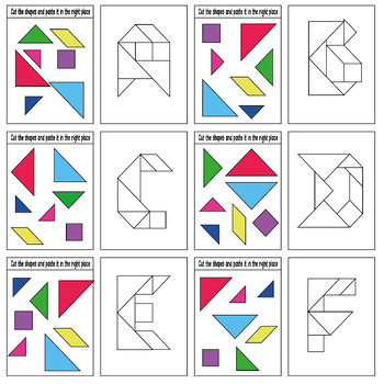 Tangrams Alphabet -Tangram Puzzles -Printable tangrams by Graphics 4 Print