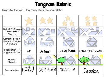 Preview of Tangram Rubric with Tangram Template